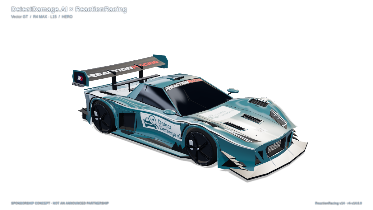 DetectDamage.AI × ReactionRacing — ¾ front