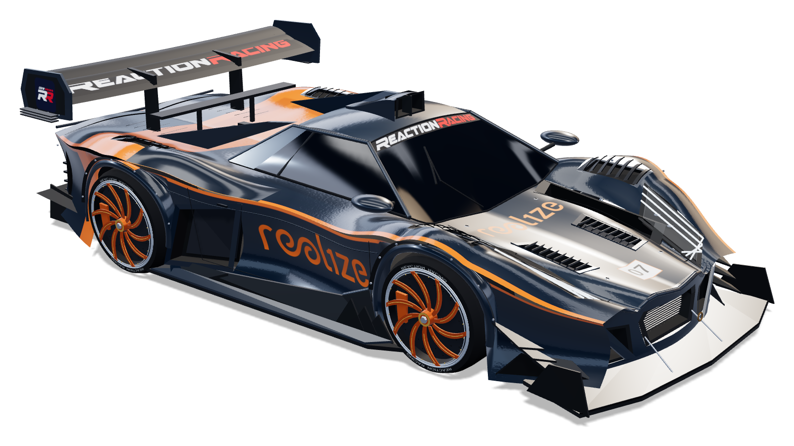 Real1ze × ReactionRacing · v20 — ¾ front
